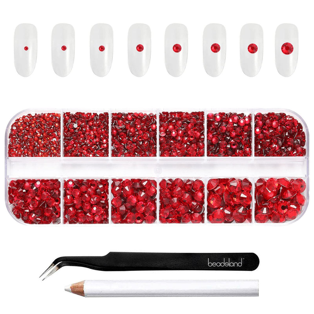 BEADSLAND front packaging showing 2,500 red rhinestones and tools for instant crafting