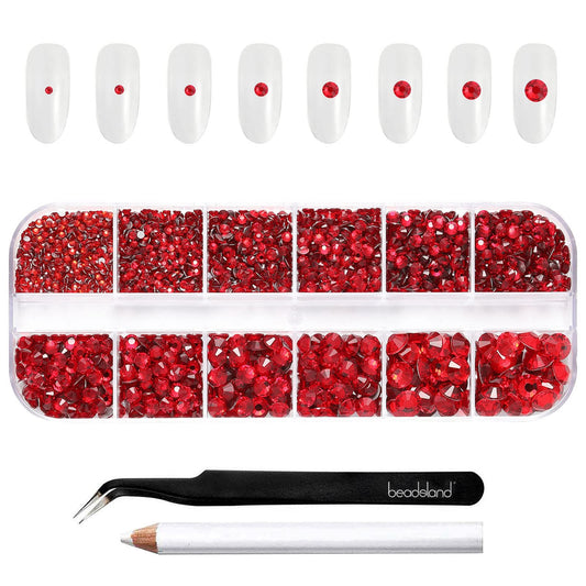 BEADSLAND front packaging showing 2,500 red rhinestones and tools for instant crafting
