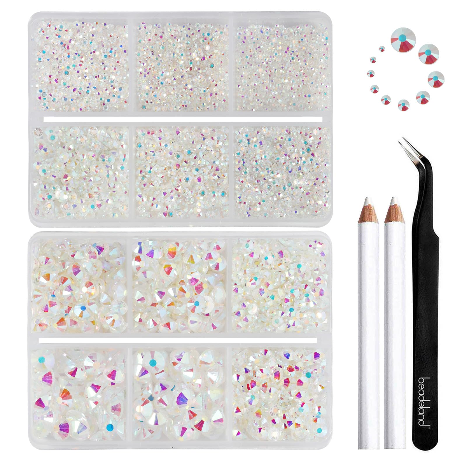 BEADSLAND front packaging showing organized dual box and crystal variety for easy storage