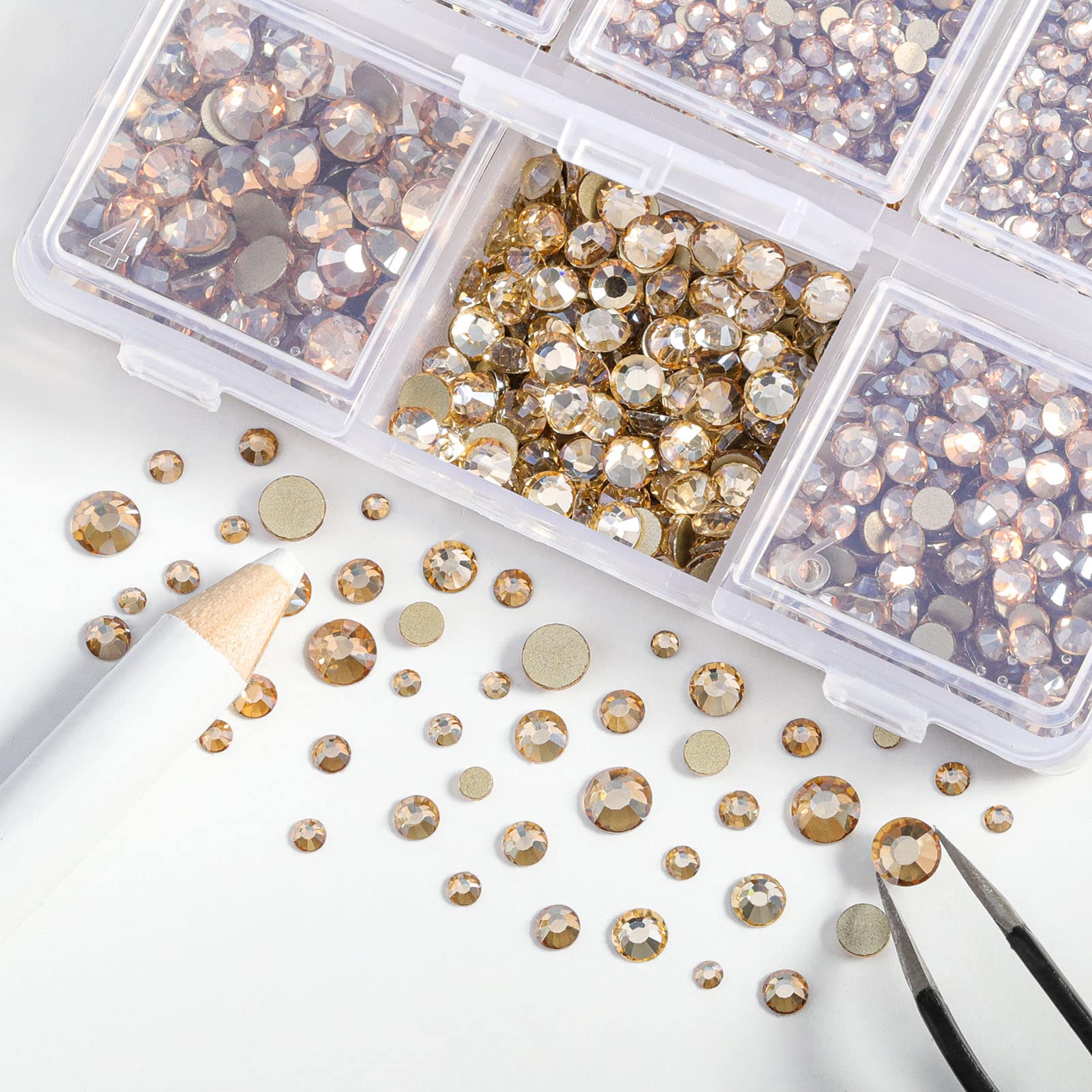 BEADSLAND metal tweezers and wax pencil beside rhinestones for precise placement and control