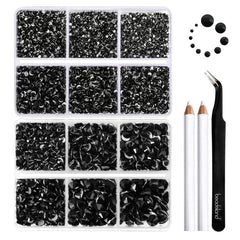 BEADSLAND box front view showing organized compartments and 8300 black rhinestones