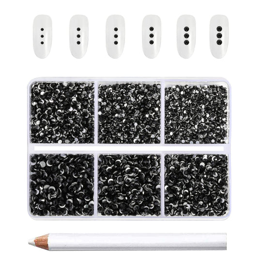 BEADSLAND front box view showing organized 7200 jet black rhinestones, easy selection
