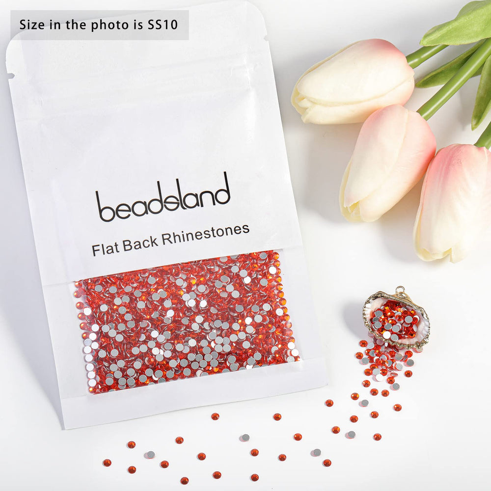 BEADSLAND applied on nail art, orange gems add durable sparkle to manicure