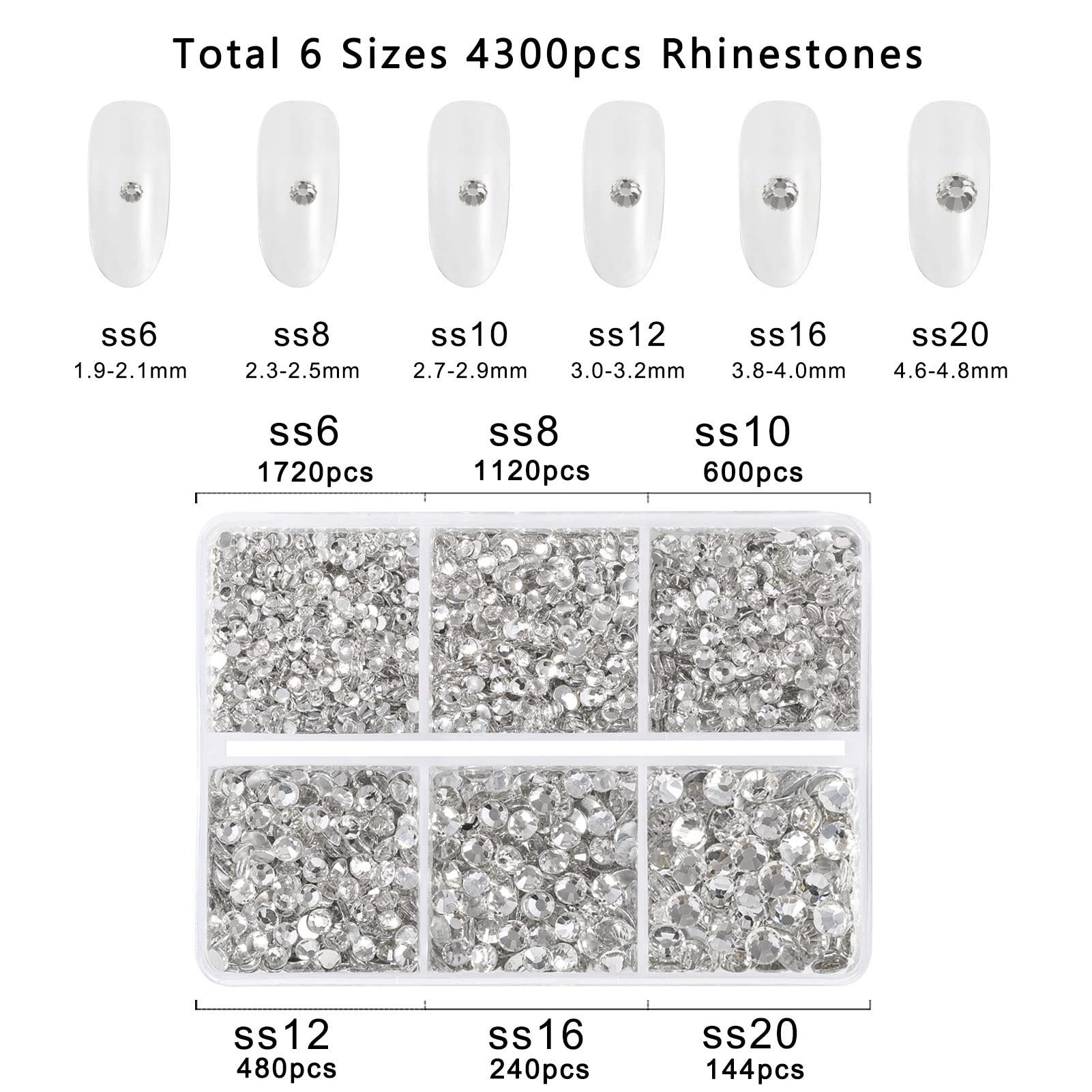 BEADSLAND rhinestones applied on nails demonstrating decorative effect andfinished look