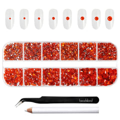 BEADSLAND orange rhinestones top view showing vibrant color and quantity