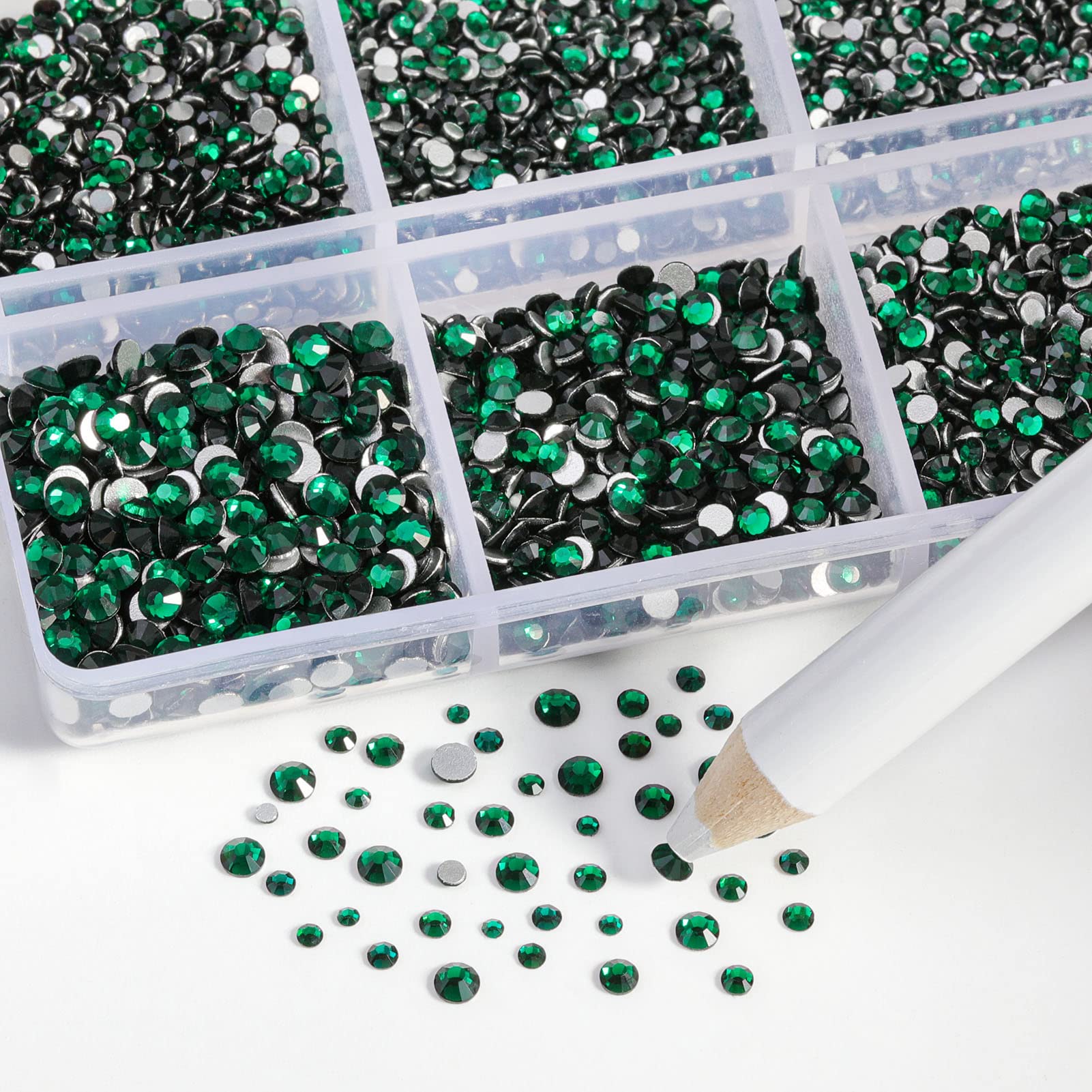 BEADSLAND rhinestones applied on nails showing precise placement and shine