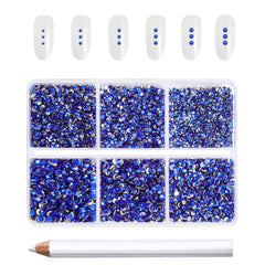 BEADSLAND front packaging tray showing separated royal blue rhinestones for easy access