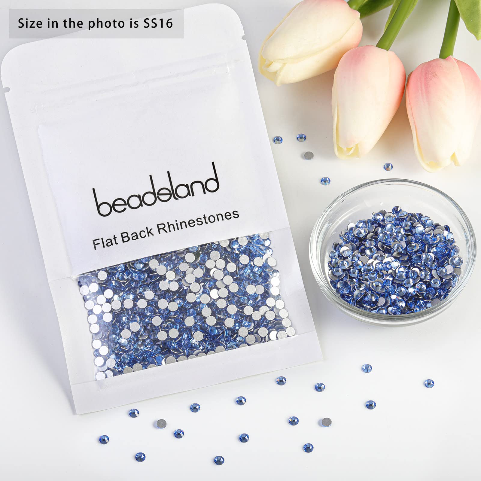 BEADSLAND size comparison showing 3.8–4.0mm scale for design planning