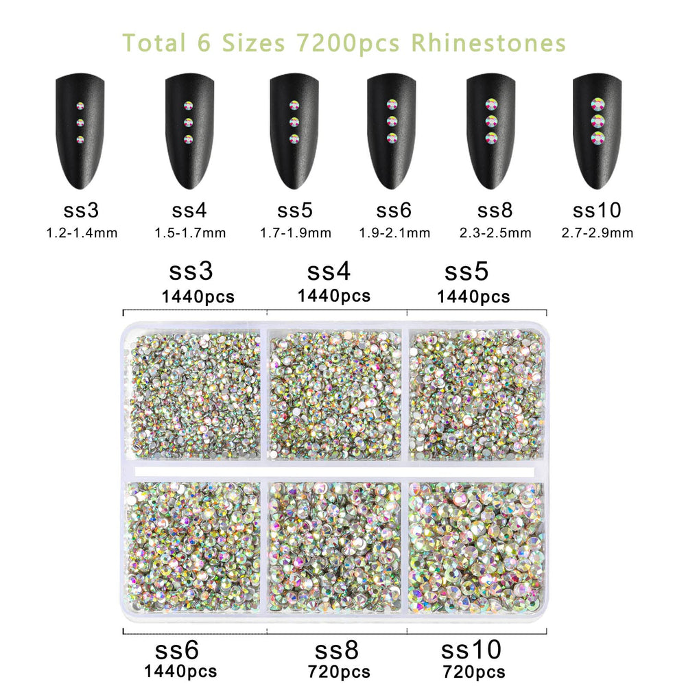 BEADSLAND rhinestones next to a ruler showing size range for accurate selection