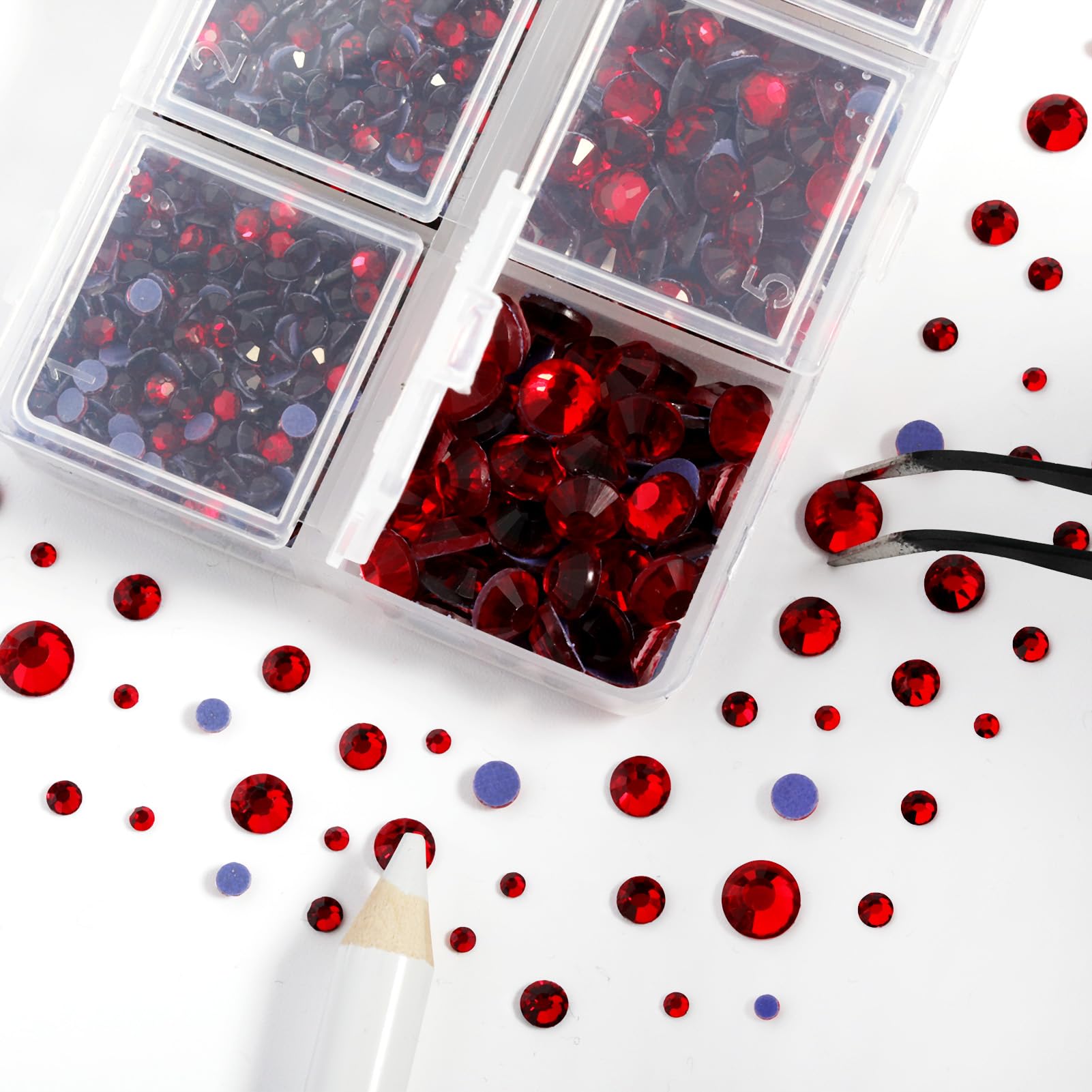 BEADSLAND rhinestones applied on a denim shoe showing bright red sparkle and visual upgrade