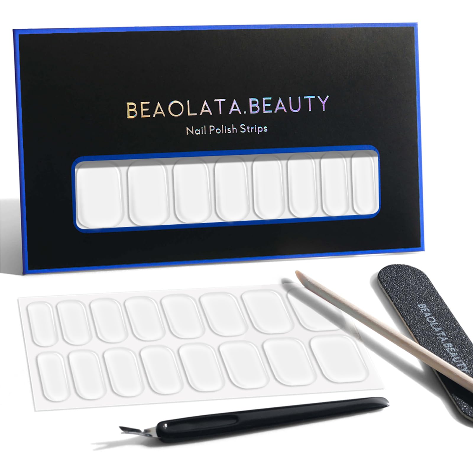 Beaolata front packaging shows milky sheer strips for quick salon results