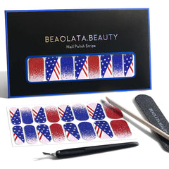 Beaolata front packaging showing patriotic nail wrap benefits