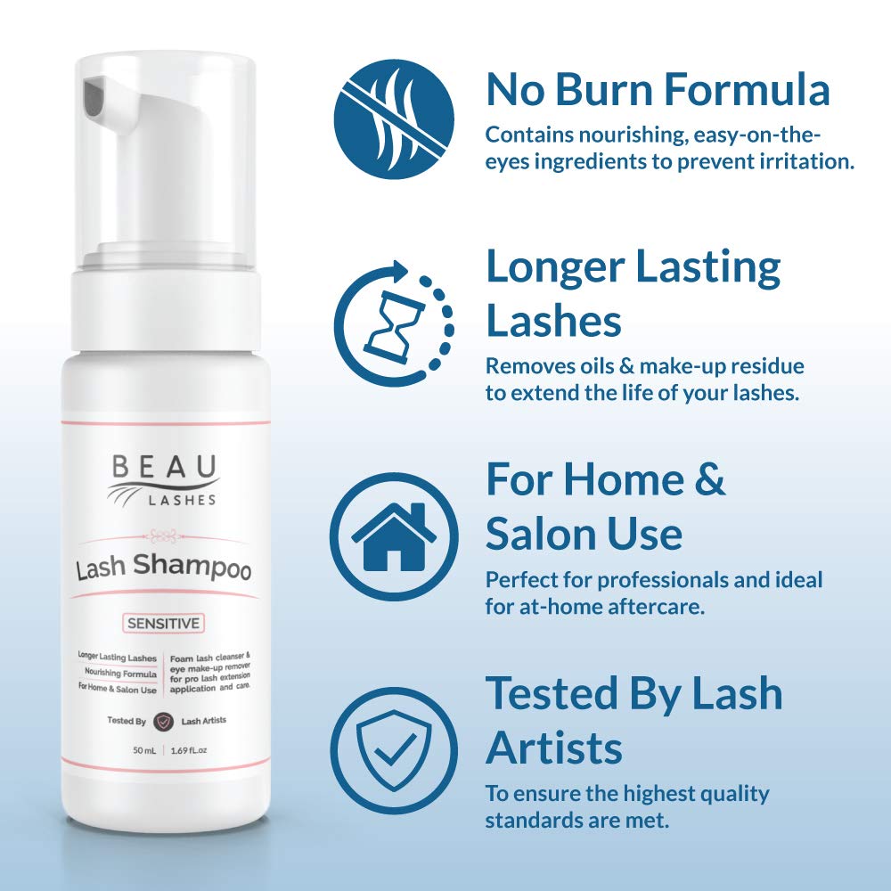BEAU LASHES foam texture closeup demonstrating gentle, airy cleansing action