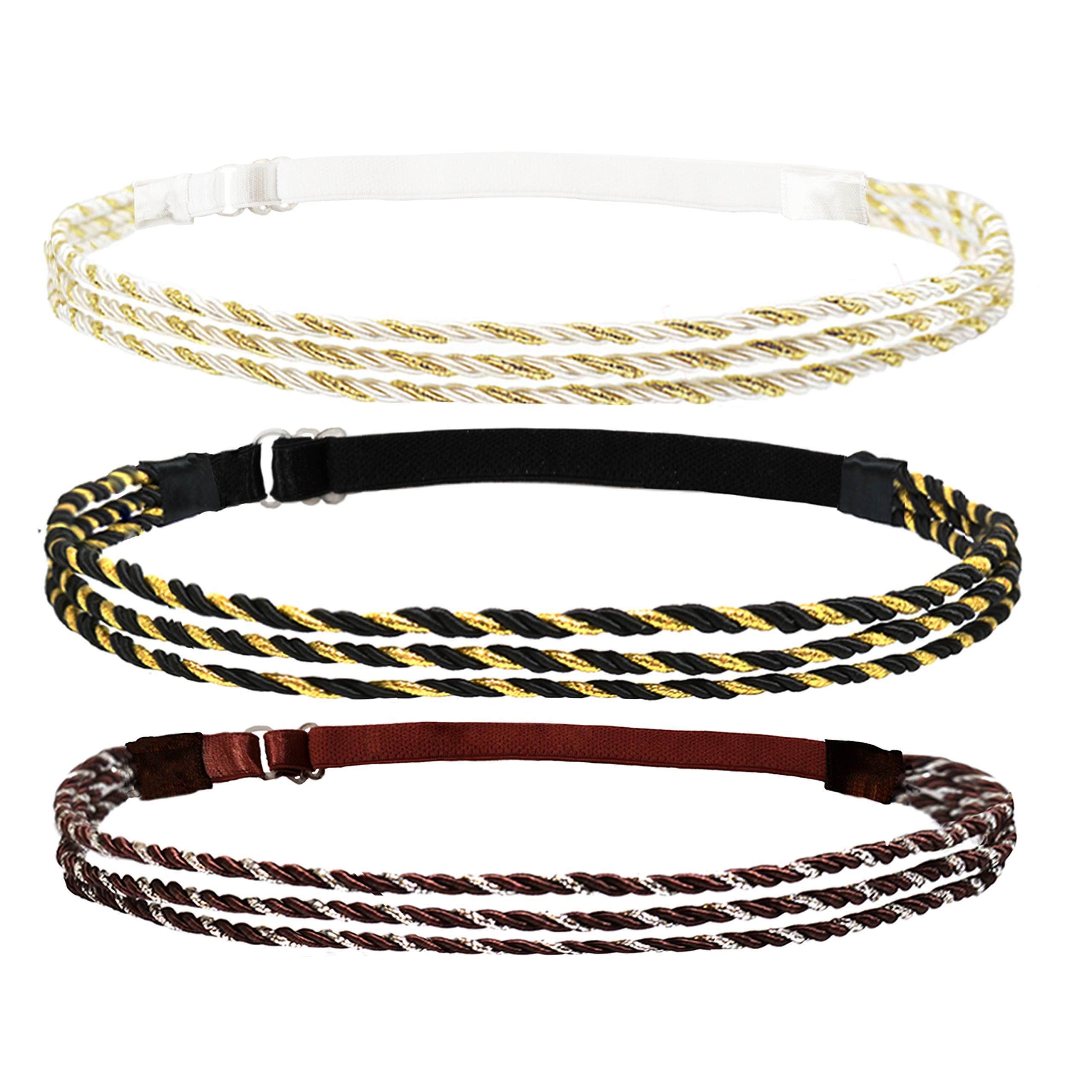 BEAUTÉ GALLERIA model-wearing-gold headband adding subtle shine to everyday hairstyle