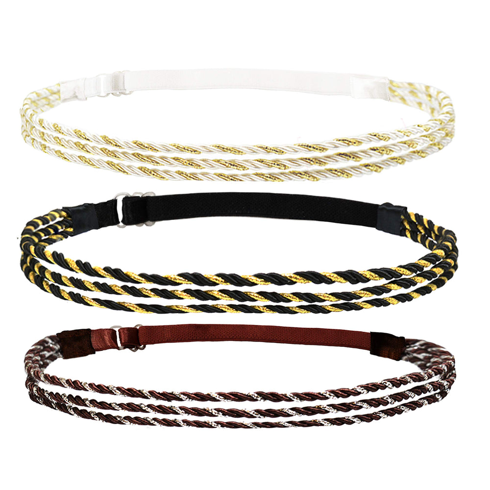 BEAUTÉ GALLERIA model-wearing-gold headband adding subtle shine to everyday hairstyle