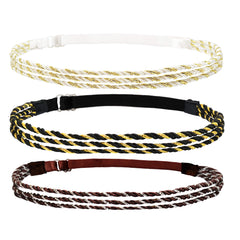 BEAUTÉ GALLERIA model-wearing-gold headband adding subtle shine to everyday hairstyle