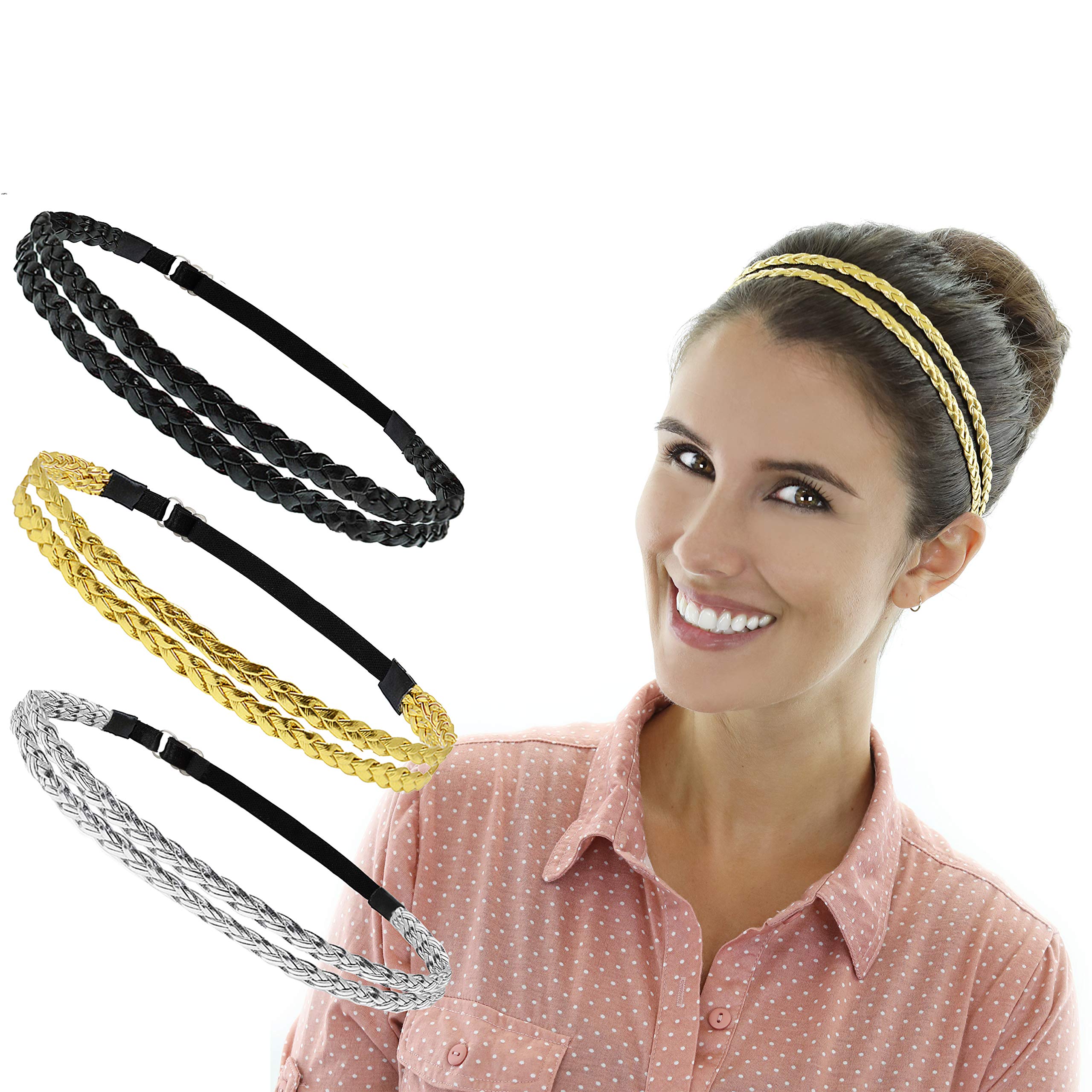 BEAUTÉ GALLERIA styled-with-bun headband paired with low bun for polished look