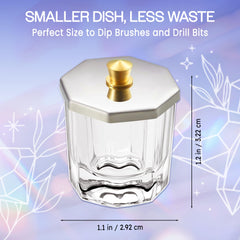 Beauticom dish filled with dip powder displaying easy access and organized product use