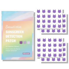 Beautistin front packaging showing 80 cat-shaped UV stickers and benefits