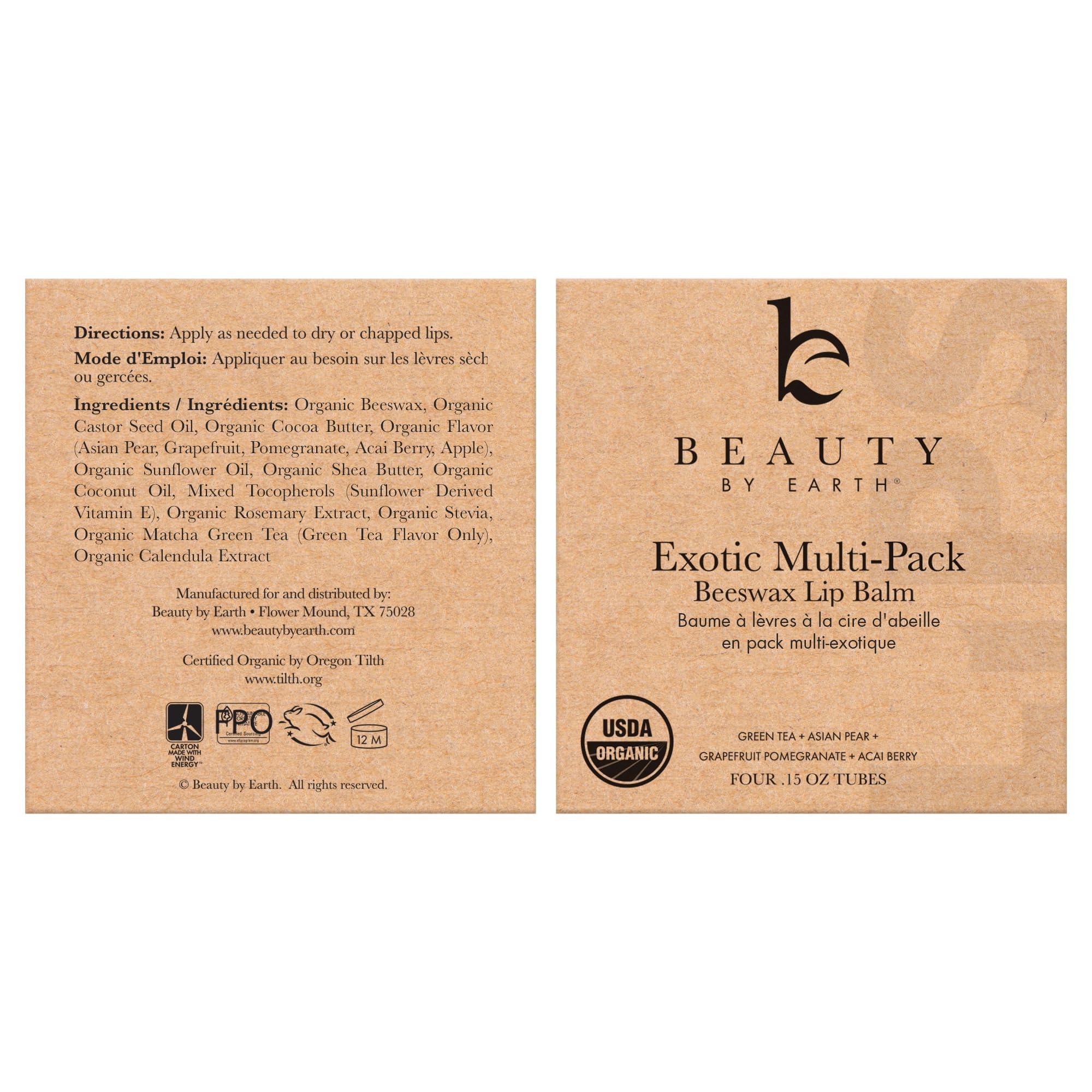 Beauty by Earth applying balm on lips demonstrating smooth coverage and softening