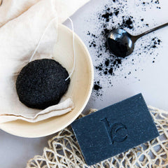 Beauty by Earth soap on bathroom counter in lifestyle setting for routine