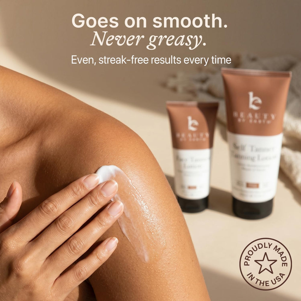 Beauty by Earth body application on arm illustrating easy, even spread