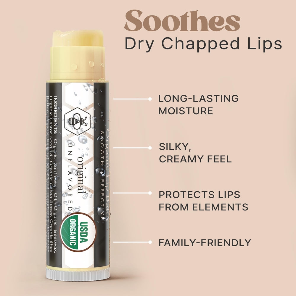 Beauty by Earth open tube of chapstick illustrating twist-up convenience and hydration