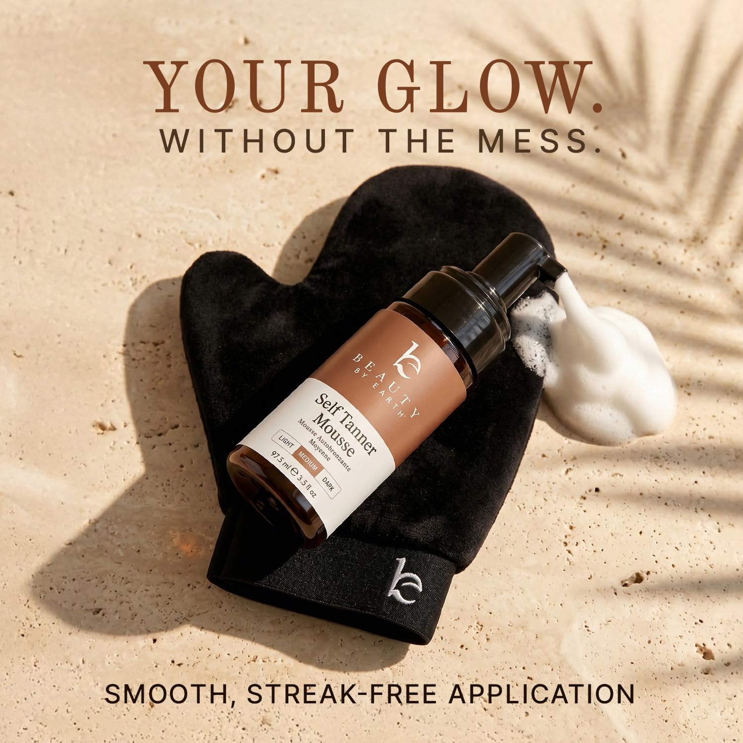 Beauty by Earth pump close-up showing lightweight foam texture and quick absorption