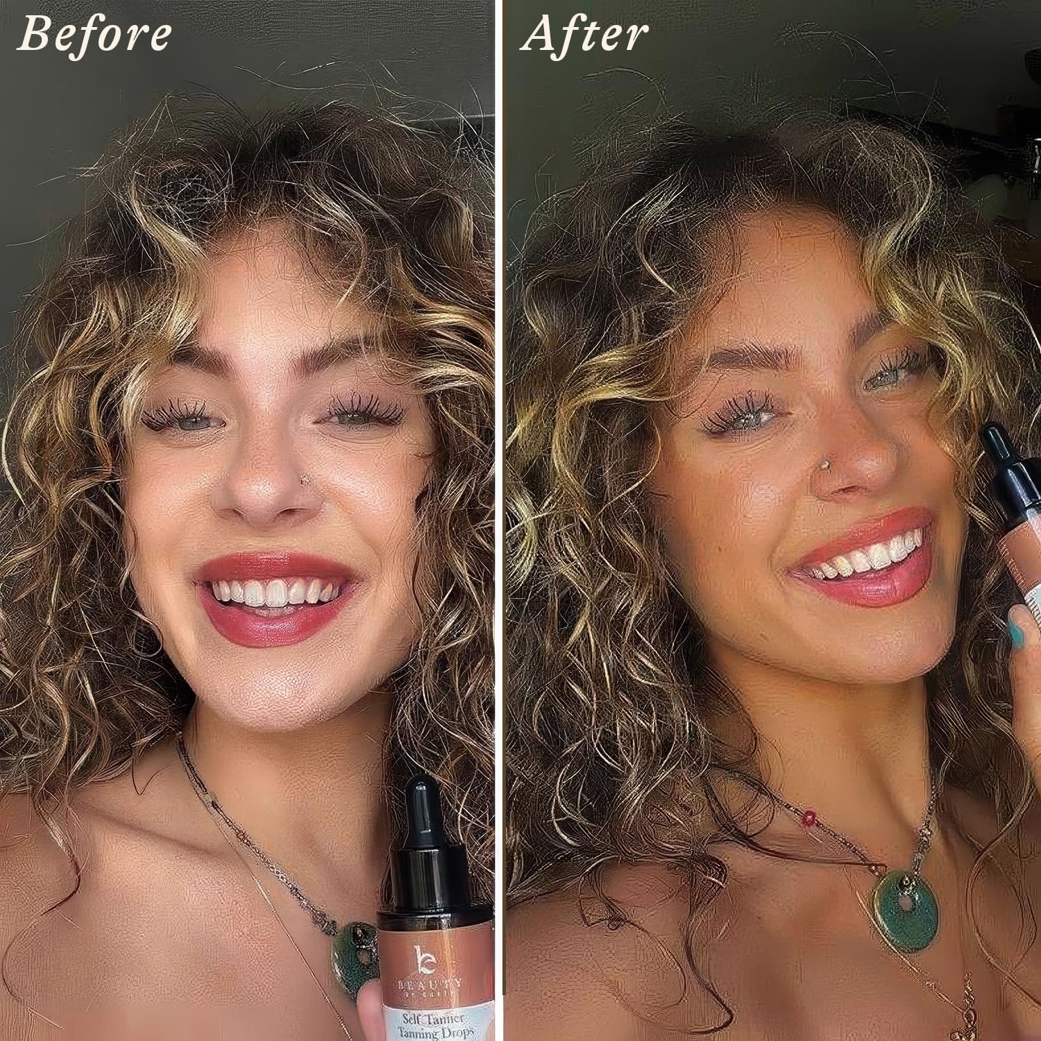 Beauty by Earth dropper detail dispensing precise tanning drops for control