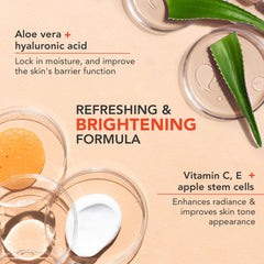 Beauty by Earth applying cream to cheek demonstrating hydration and brightening