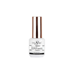 Beauty Cre8tion bottle front view showing super white gel and clear label for salon use