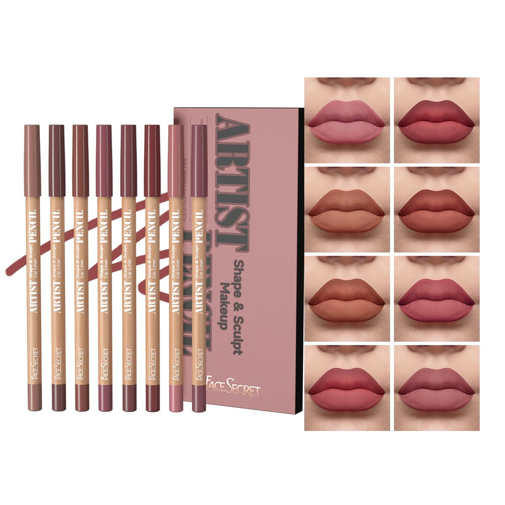 Beauty Glazed front packaging showing all eight nude lip liners and benefits