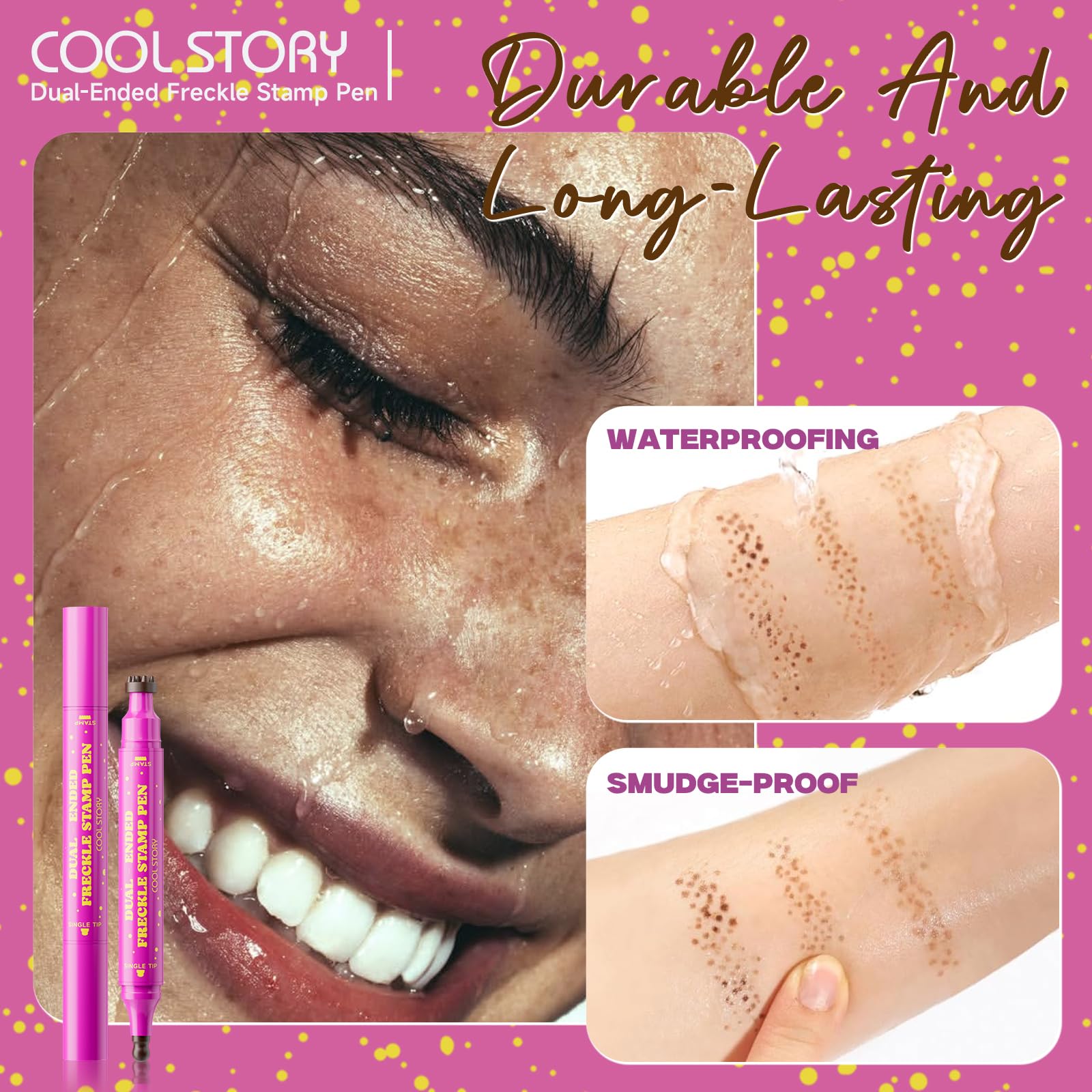 Beauty Glazed before and after cheeks showing realistic freckle effect