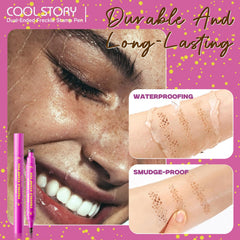 Beauty Glazed before and after cheeks showing realistic freckle effect