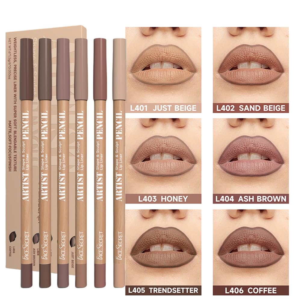 Beauty Glazed six pencils laid flat emphasizing shade range and easy selection