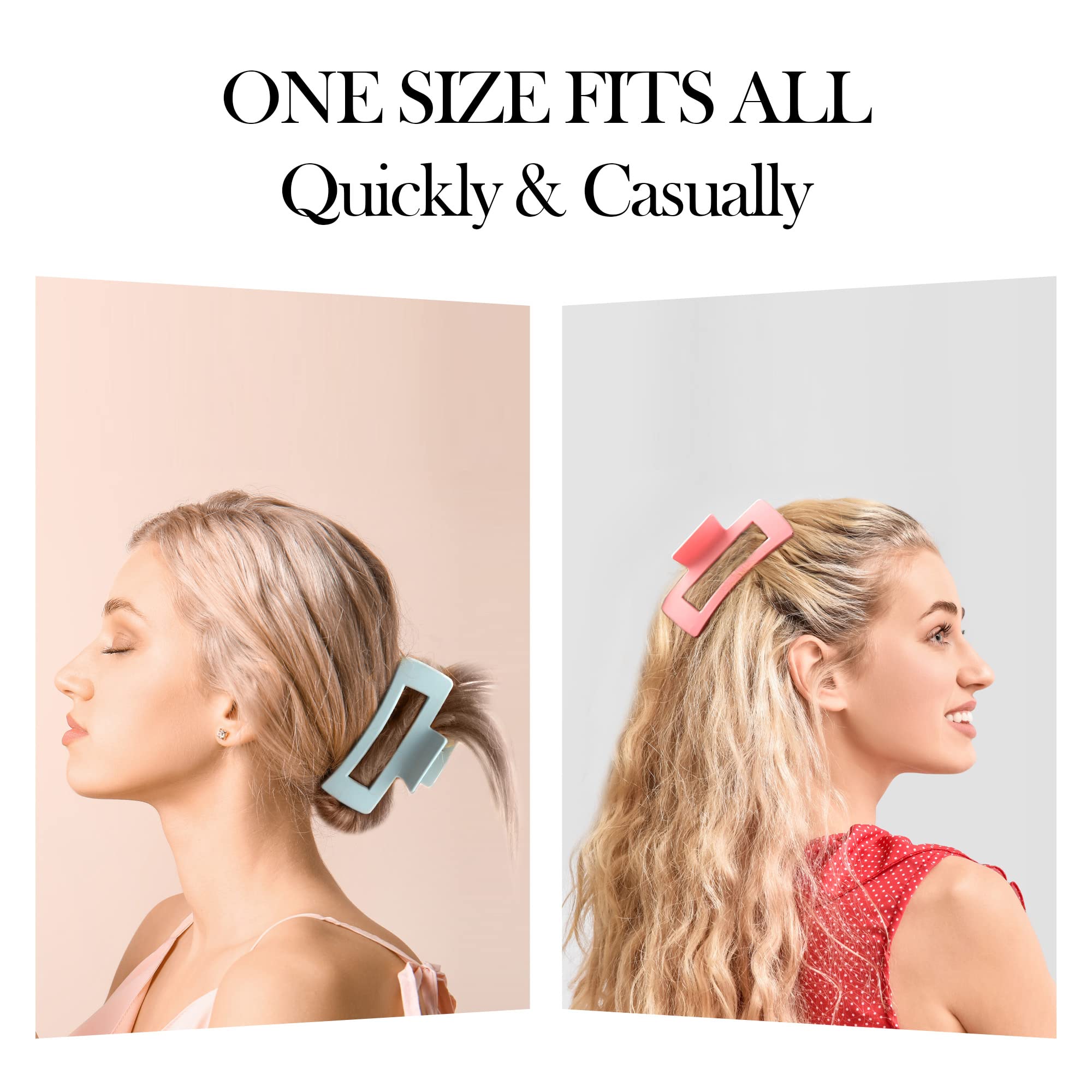 Beauty.H.C clip next to hand showing 4.1-inch size and volume capacity