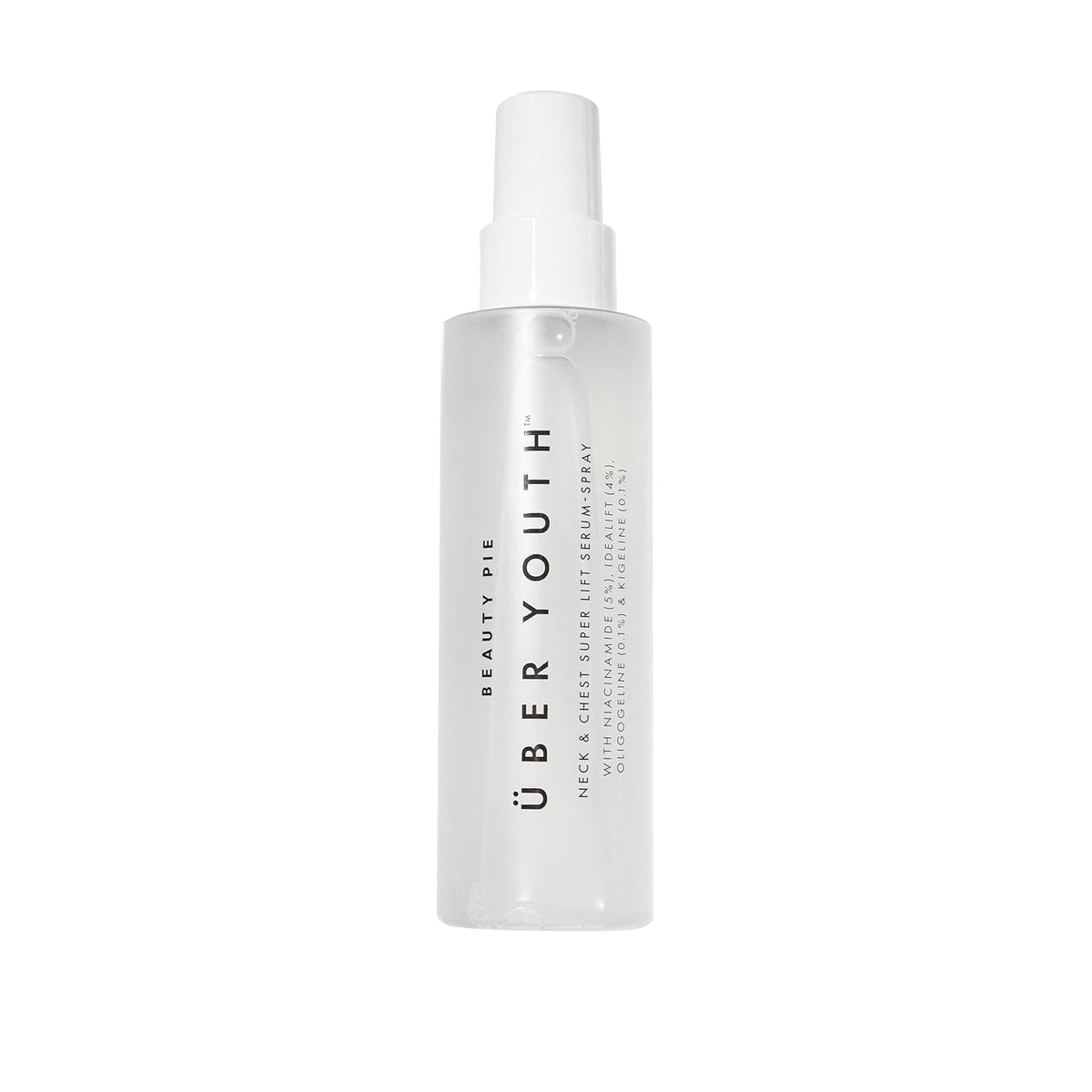Beauty Pie bottle front packaging showing sleek serum benefits