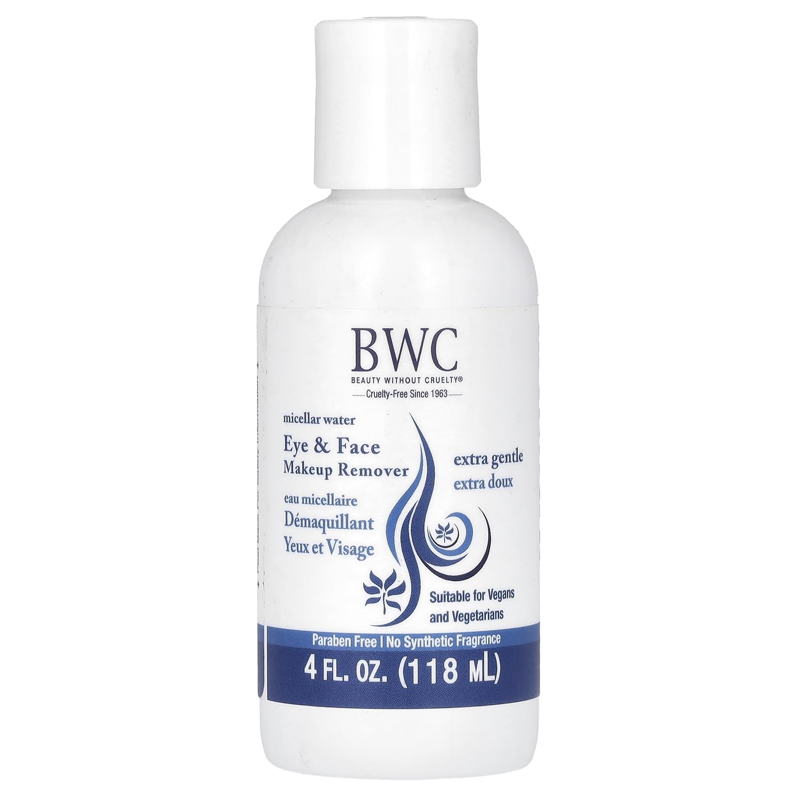 Beauty Without Cruelty bottle front view showing label and gentle formula benefits