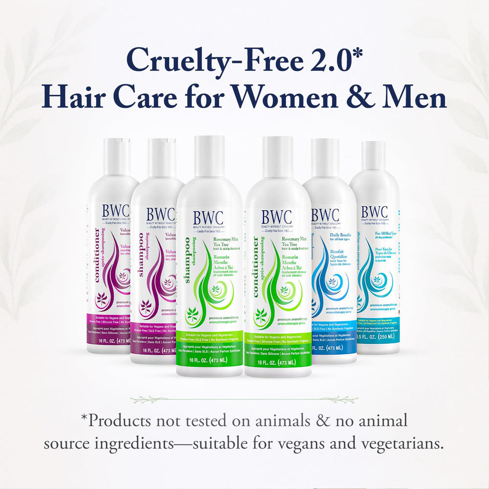 Beauty Without Cruelty bottle beside common objects to show true 8.5 oz scale