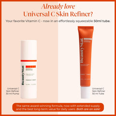 BeautyStat tube close-up emphasizing easy application and portability