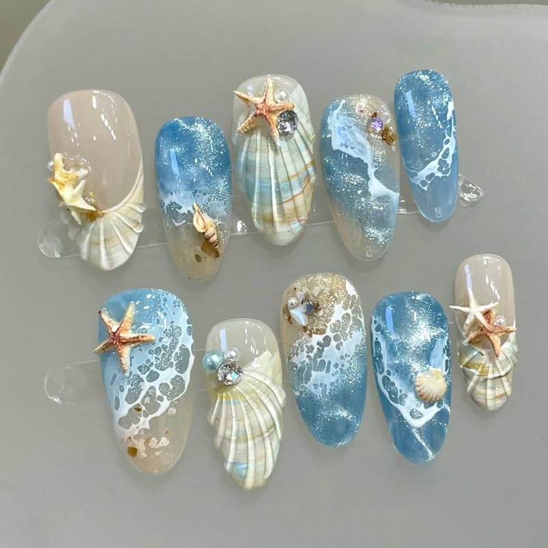 BEAWTH front packaging showing blue ocean press-on nails and benefits