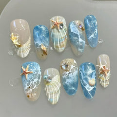 BEAWTH front packaging showing blue ocean press-on nails and benefits