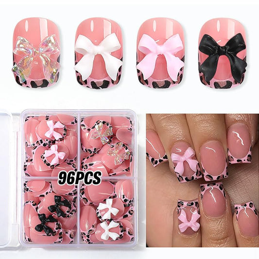 BEAWTH front packaging showing pink leopard nails and included items for easy salon results
