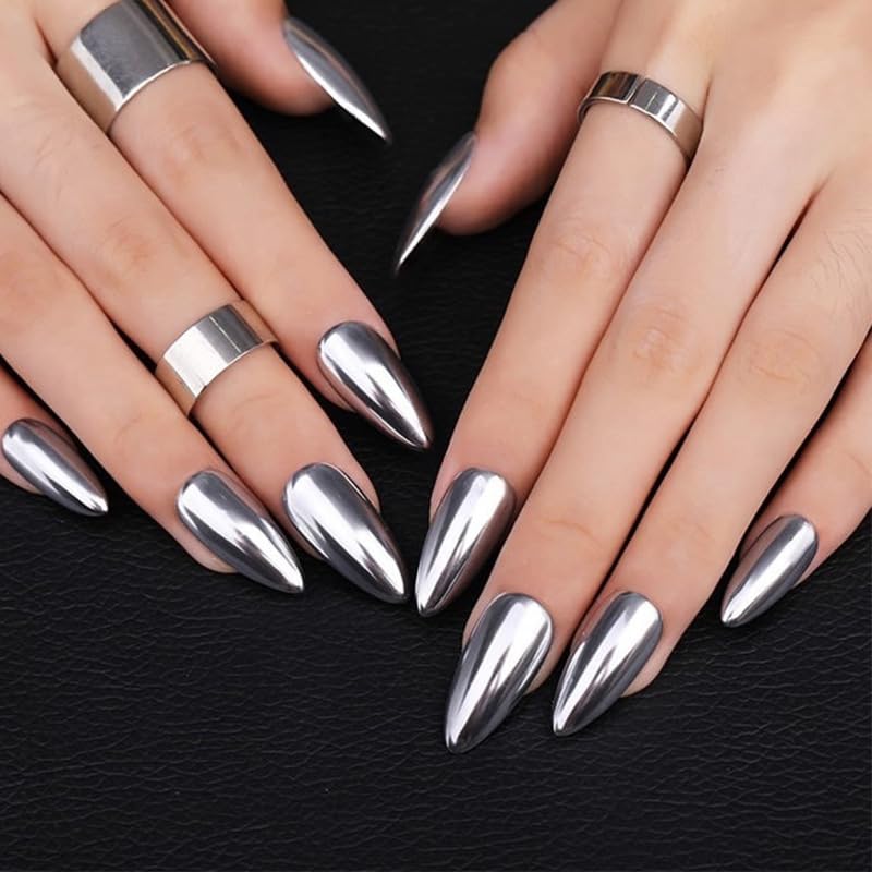 BEAWTH front packaging showing 24-piece silver almond set and included tools benefit quick setup