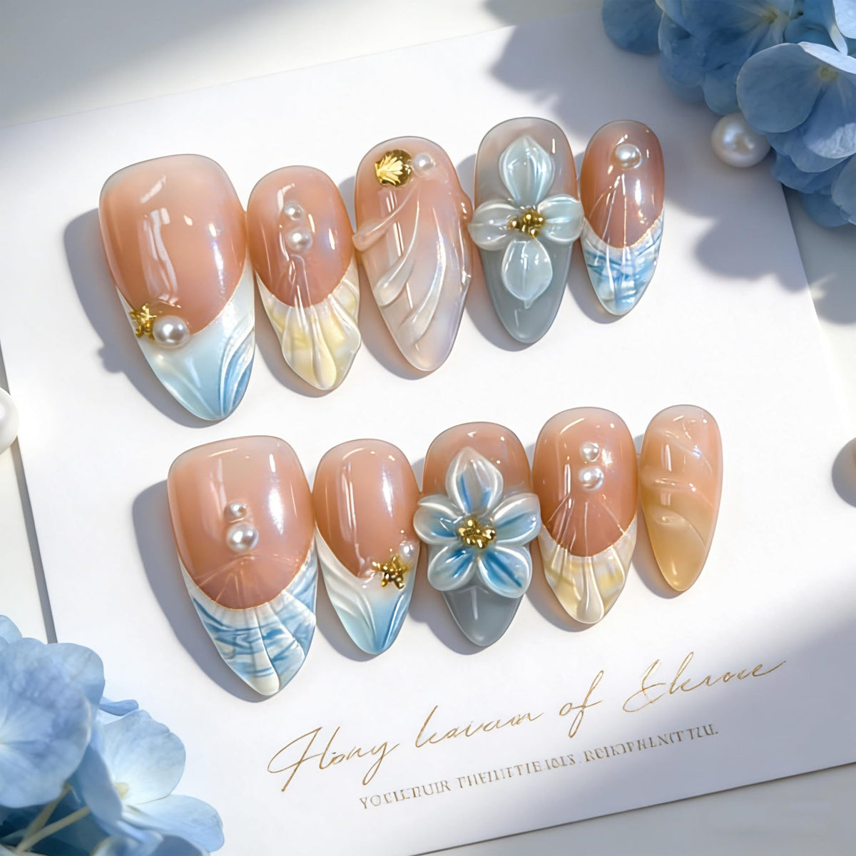 BEAWTH front packaging showing full press-on nail set and contents for quick application