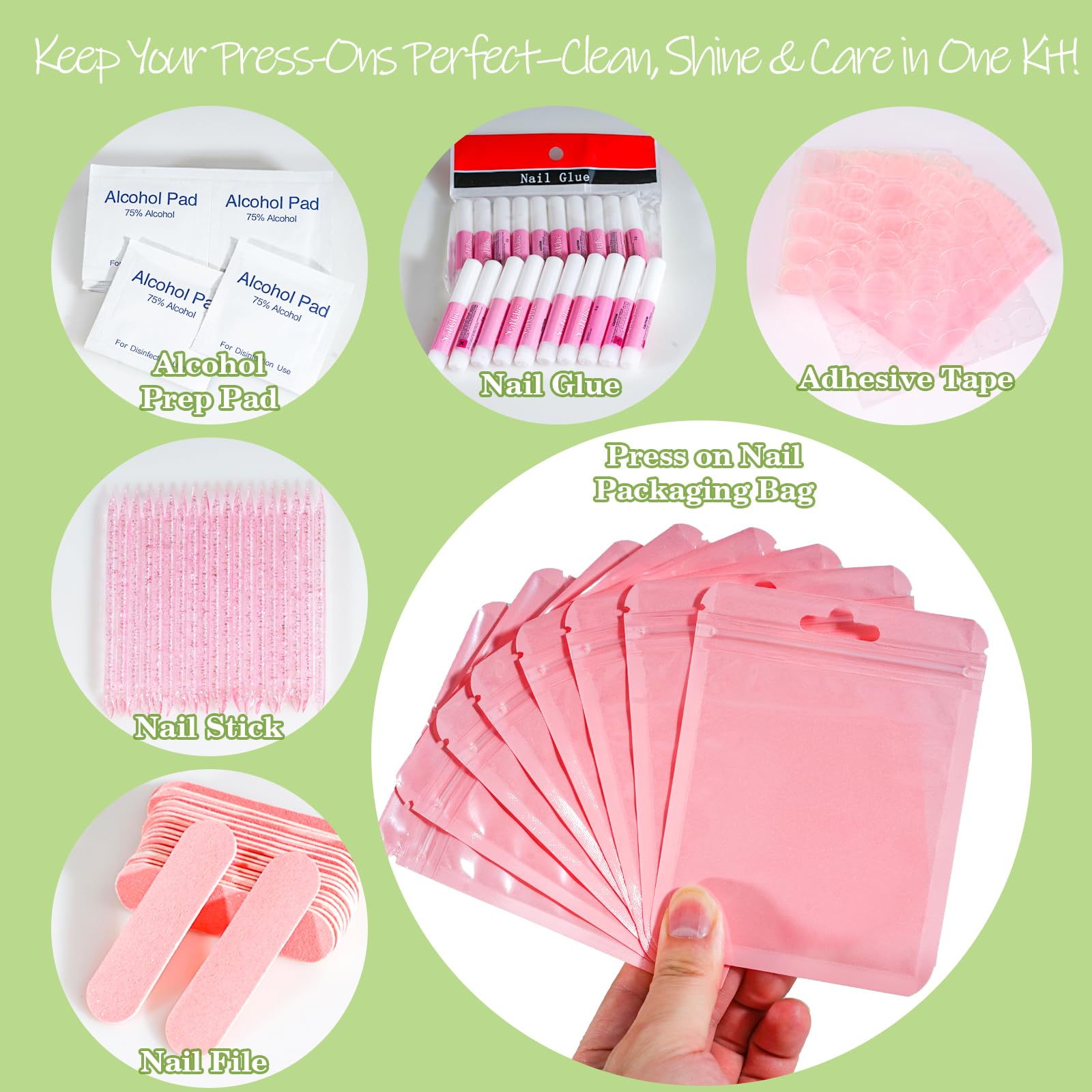Bebbtiy nail glue tube beside adhesive tabs for secure application