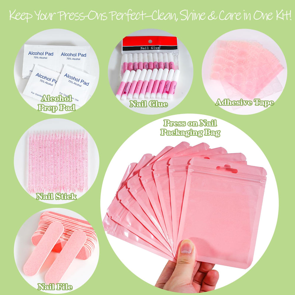 Bebbtiy nail glue tube beside adhesive tabs for secure application