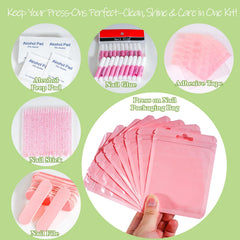 Bebbtiy nail glue tube beside adhesive tabs for secure application