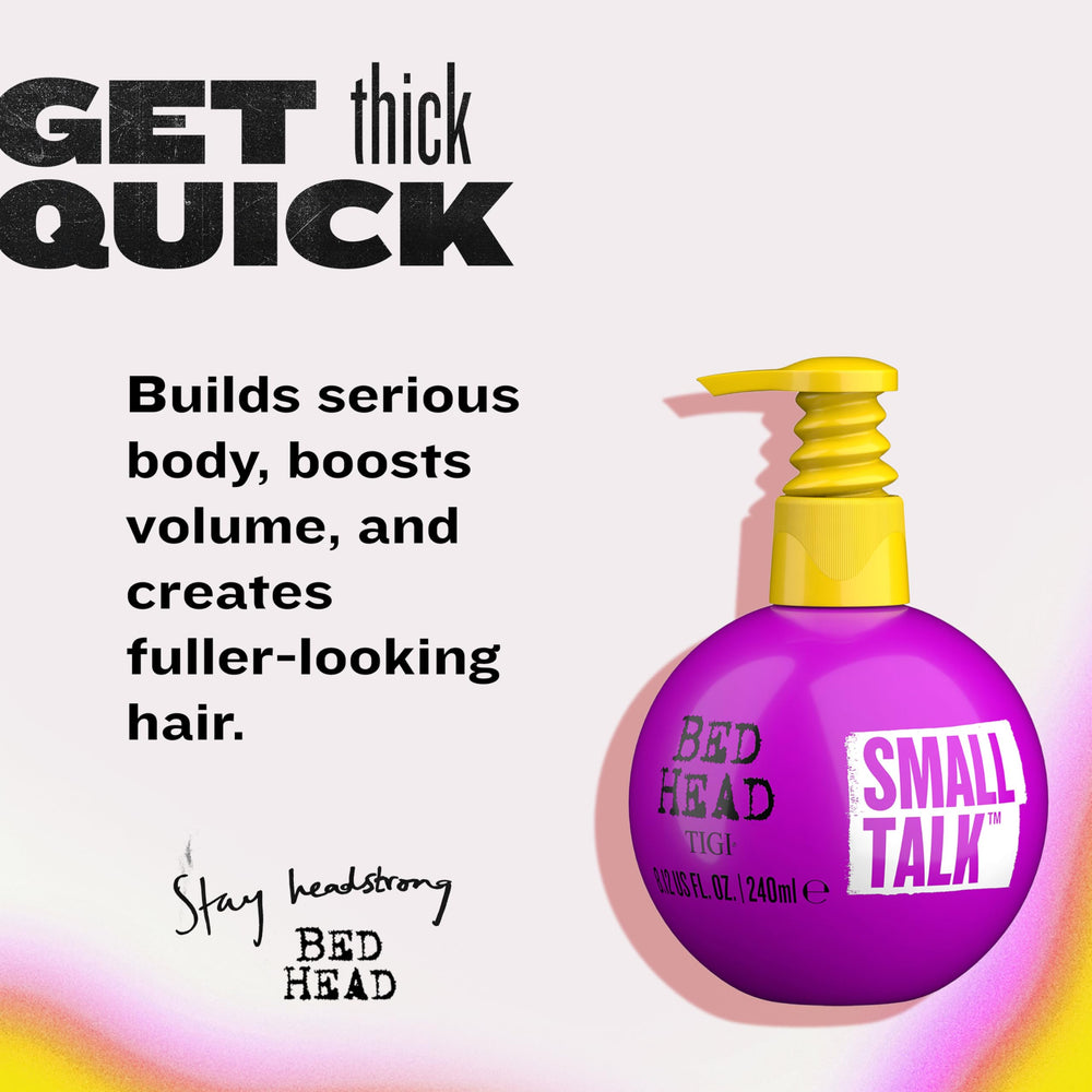 Close-up of Bed Head bottle label highlighting key ingredients