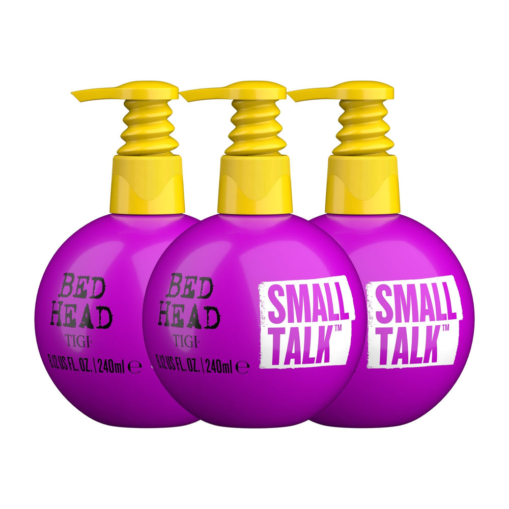 Bed Head Small Talk front packaging showing 3-pack and product benefits
